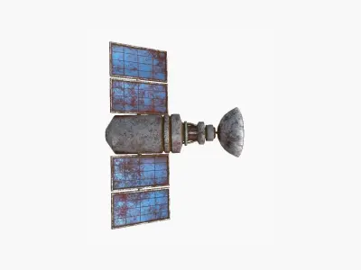 Satellite D11 Destroyed - SciFi Space Design Low-poly 3D model