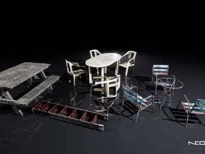 Backyard Props Low-poly 3D model