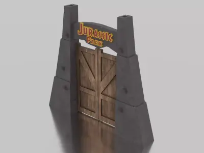 Jurassic Themed - Main Gate Low-poly 3D model