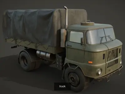 IFA w50 lorry trucks game ready assets 3D Model Pack