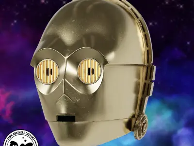 C3PO Helmet STL 3D print model