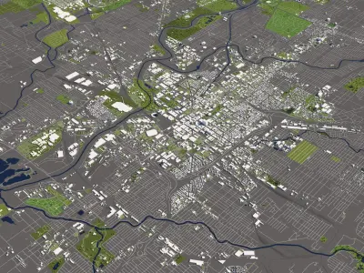 Indianapolis 50x50km City Model 3D model