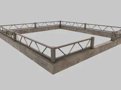 Fenced Grave With Ornate Cross Low-poly 3D model