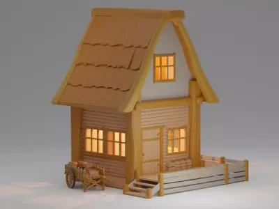 Medieval wooden cottage 3D print model