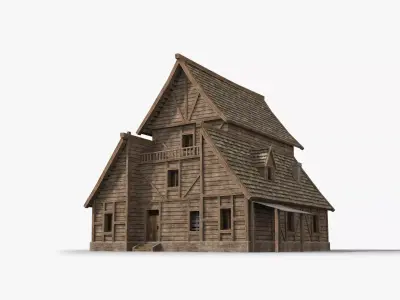 Medieval house x17 Low-poly 3D model