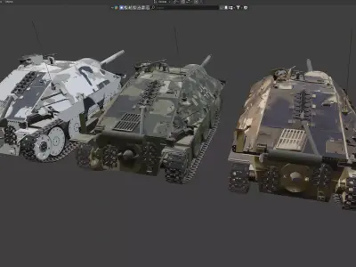 Jagdpanzer 38  Hetzer tanks ww2 german pack  3D model