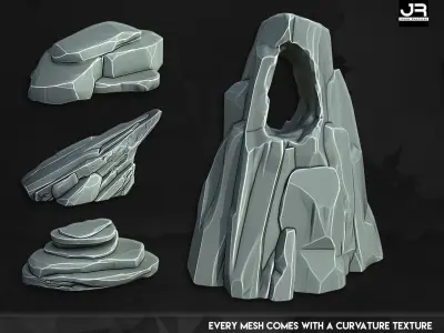 Stylized Rock Asset Pack by J Roscinas Low-poly 3D model