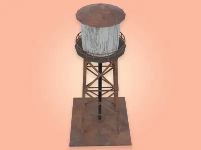 Old Water Tower Low-poly 3D model