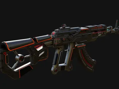 Scifi Ak-47 Low-poly 3D model