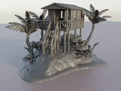 Small Island Hut Tabletop Terrain 28 mm 3D print model