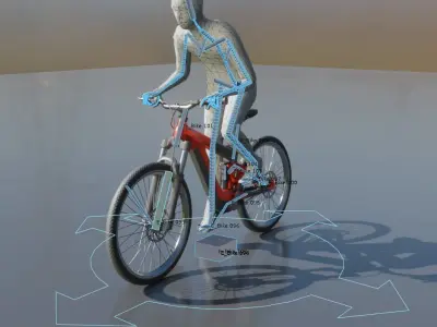 Rigged low-poly e-bike red version with basic cyclist  Low-poly 3D model