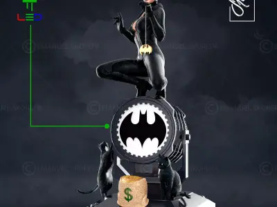 CATWOMAN on barrel 3D print model