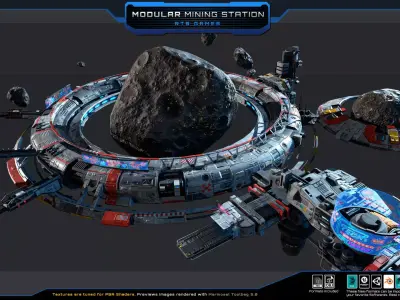 MODULAR  Mining Station Low-poly 3D model
