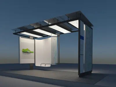 urban city bus stop 3D model