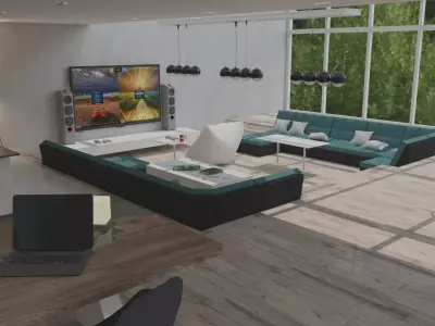 Light Loft Chill Game Room with 360-viewsettings 3D model