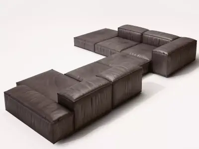 Extrasoft F leather sectional sofa 3D model
