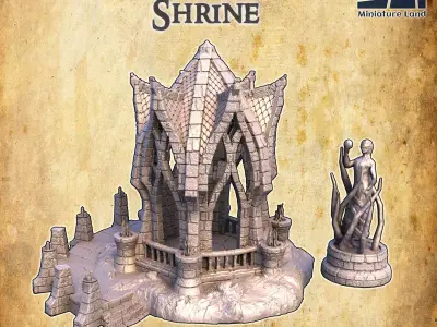 Elven Shrine Tabletop Terrain 28 mm 3D print model