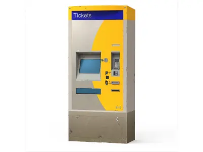 Biletomat ticket validation card payment machine aged Low-poly 3D model