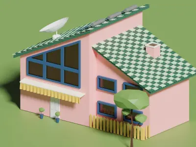 Cartoon house Low-poly 3D model