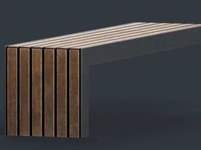 Modern Outdoor Bench 15 PBR Game Ready Low-poly 3D model