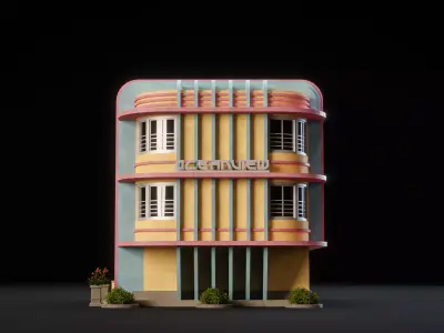 MIAMI VICE CITY ART DECO BUILDING 2 Low-poly 3D model