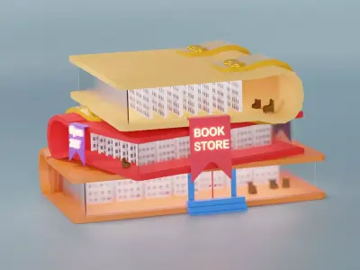 Miniature Library 3D blender  3D model