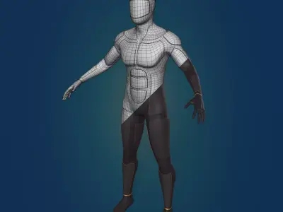 Sci-Fi soldier  Base Mesh - Fighter Humanoid Robot Man Character Low-poly 3D model