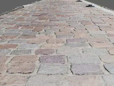Street cobblestone granite sidewalk raw scan 3D model
