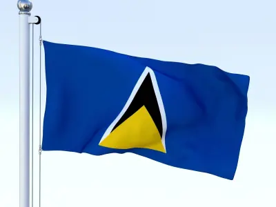 Animated Saint Lucia Flag Low-poly 3D model