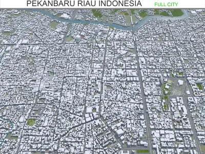 Pekanbaru Riau Indonesia 35km Low-poly 3D model