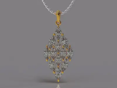 Prong set marquise shape diamond pendant 3D print model