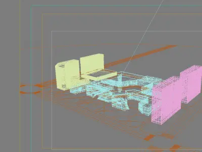 Architecture modern building with roofs 3D model