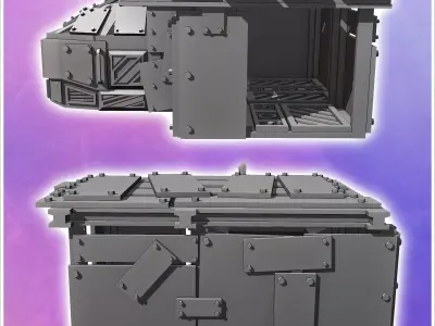 Container shelter with scrap heap and steel plate roof 8 - Moder 3D print model