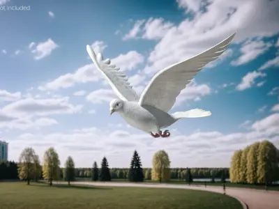  Lowpoly White Dove in Flight 
