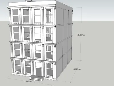 Building-1 tall building with windows on side 3D model