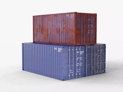 20Ft Cargo Containers - Blue 3D Model Pack