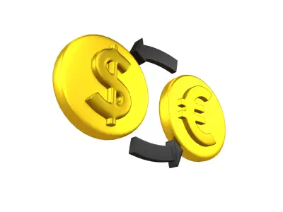 Currency Exchange Dollar To Euro Icon v1 003 Low-poly 3D model