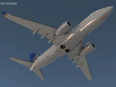  United Airlines Boeing 737-700 with Interior Rigged for Cinema 4D 