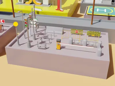 City elements - constructor Low-poly 3D model