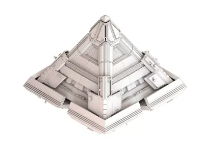 Scifi Power Cube Low-poly 3D model