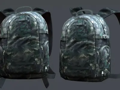 Backpack military combat Black baggage Low-poly 3D model 2
