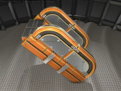 Sci-Fi Stairs - 31- Orange Version Low-poly 3D model