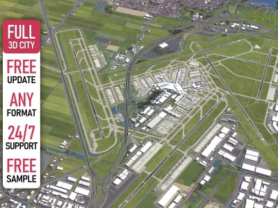 Amsterdam - Schiphol Airport - AMS Low-poly 3D model