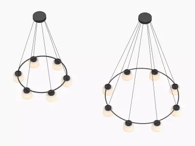 Devorm Straight Drum Ring Pendant Lights 3D model