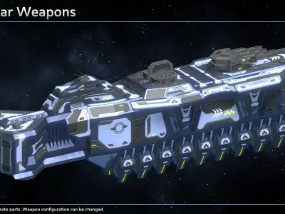 Spaceship Enkar Republic Destroyer Karkun Low-poly 3D model