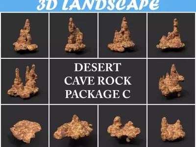Low poly Mossy Cave Modular Floor Pack Low-poly 3D model