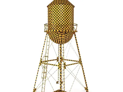 Water tower tank Low-poly 3D model