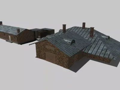 Abandoned Brick Buildings Low-poly 3D model