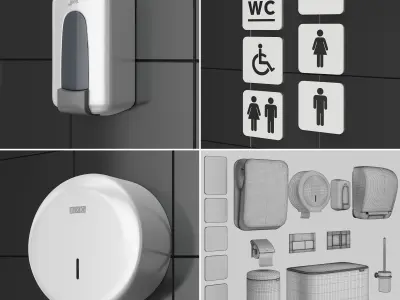 Bathroom accessories set 73 White  3D model