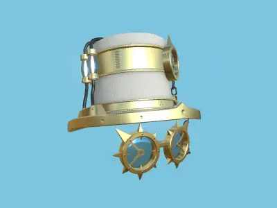 Steampunk Hat 02 White Gold - SciFi Character Design Low-poly 3D model